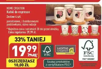 ALDI Kubki do espresso z bambusowymi podstawkami home creation oferta