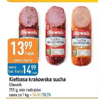 E.Leclerc Kiełbasa krakowska sucha z szynki olewnik oferta