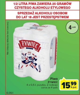 Carrefour Żywiec Piwo 4 x 0,5l oferta
