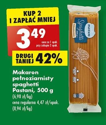 Biedronka Makaron spaghetti pełnoziarnisty pastani oferta