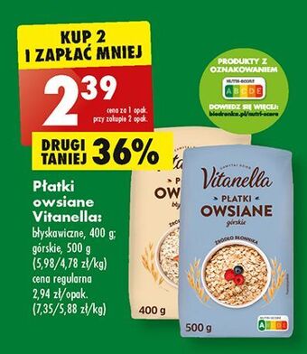 Biedronka Płatki owsiane górskie vitanella oferta