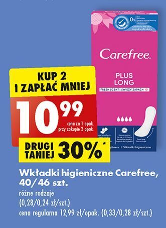 Biedronka Wkładki higieniczne large carefree plus oferta