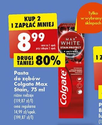 Biedronka Pasta do zębów aktywny węgiel colgate max white stain protect oferta