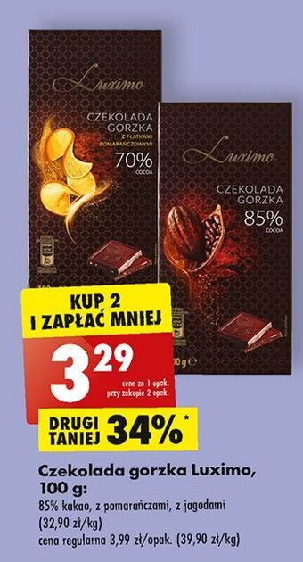Biedronka Czekolada gorzka 70% drobinkami jagodowymi luximo premium oferta