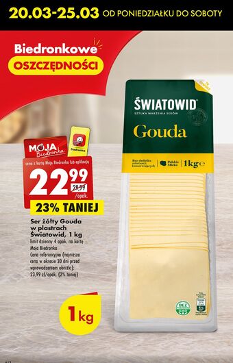 Biedronka Ser gouda plastry światowid oferta