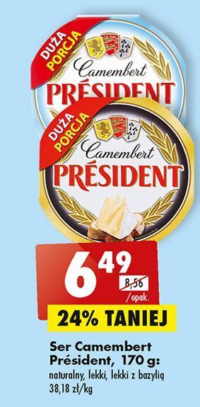 Biedronka Ser camembert naturalny president oferta