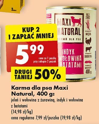 Biedronka Karma dla psa indyk i wołowina z batatami maxi natural oferta