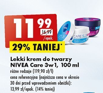 Biedronka Krem do twarzy lekki na noc nivea creme care oferta