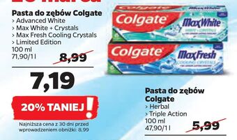 Netto Pasta do zębów colgate advanced white oferta