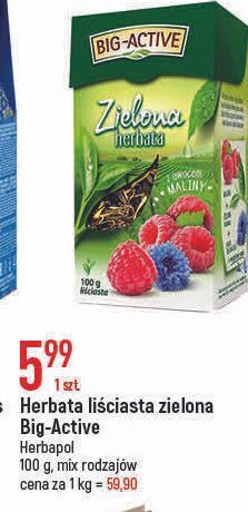 E.Leclerc Herbata z owocem maliny big-active zielona oferta