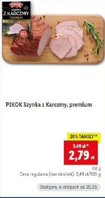 Lidl Pikok Szynka z Karczmy, premium 100g oferta