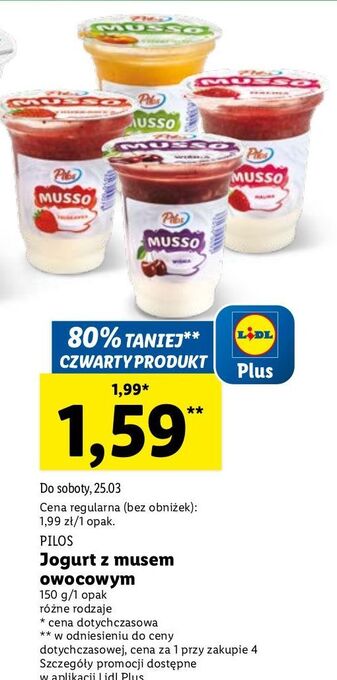 Lidl Jogurt brzoskwinia i marakuja pilos musso oferta