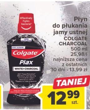 Carrefour Płyn do płukania white + charcoal colgate plax oferta