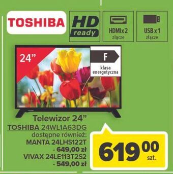 Carrefour Telewizor 24" 24wl1a63dg toshiba oferta
