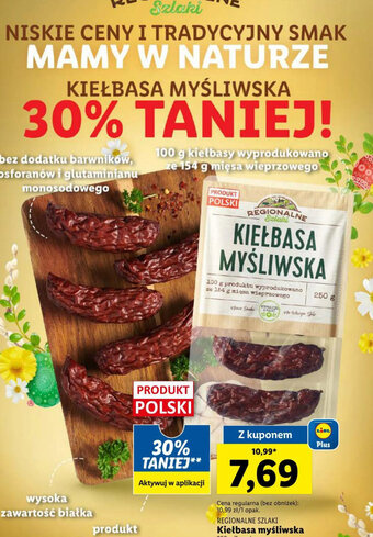 Lidl Regionalne Szlaki Kiełbasa myśliwska 250g oferta