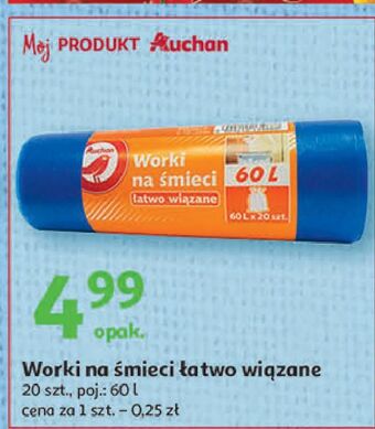 Auchan Worki na śmieci 60 l auchan oferta