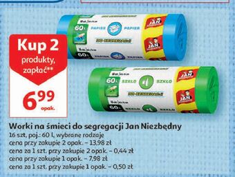 Auchan Worki na śmieci 60 l zielone jan niezbędny oferta