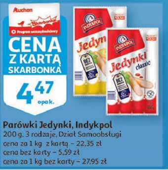Auchan Parówki z serem indykpol jedynki oferta