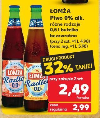 Kaufland Piwo łomża radler 0.0% arbuz i truskawka oferta