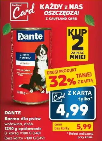 Kaufland Karma dla psów z wołowiną dante oferta