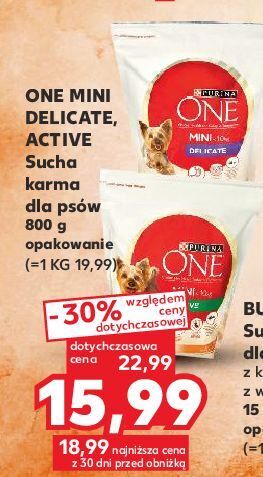 Kaufland Karma dla psa active mini kurczak i ryż purina one oferta
