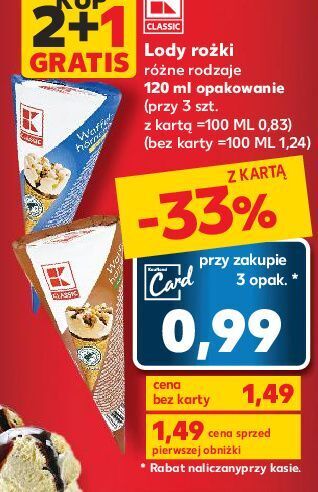Kaufland Lody cone czekoladowo-waniliowe k-classic oferta