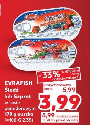 Kaufland Śledź w sosie pomidorowym evrafish oferta