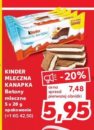 Kaufland Baton kinder mleczna kanapka oferta