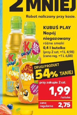 Napój jabłko-brzoskwinia kubuś play! woda & owoce