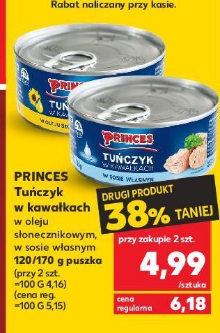 Kaufland Tuńczyk w kawałkach sosie własnym princes oferta
