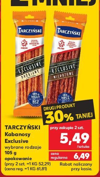 Kaufland Kabanosy wieprzowe tarczyński exclusive oferta