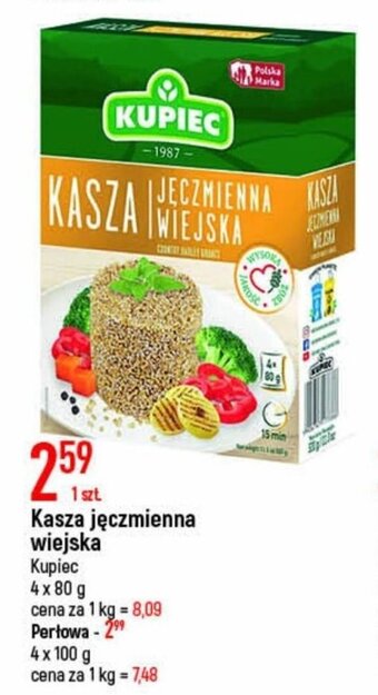 E.Leclerc Kupiec Kasza jęczmienna wiejska 4x80g oferta