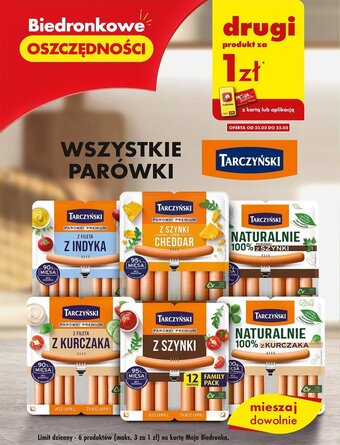 Biedronka Tarczyński wszystkie parówki oferta