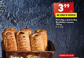 Biedronka Hot dog z parówką Berlinką i sosem 120g oferta
