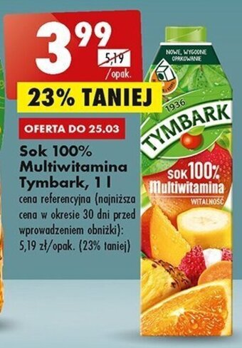 Biedronka Maspex Sok 100% Multiwitamina Tymbark 1l oferta