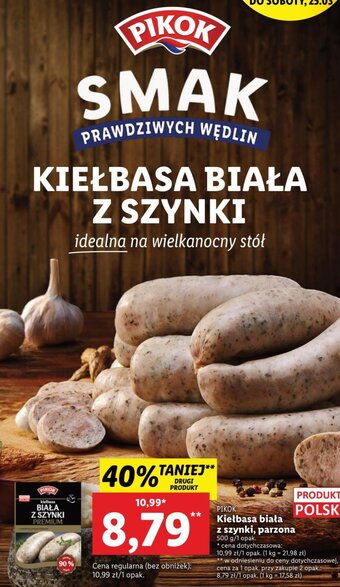 Lidl Pikok Kiełbasa biała z szynki parzona 500g oferta