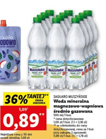 Lidl Woda śrenio gazowana saguaro muszyńskie oferta