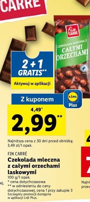 Lidl Czekolada z orzechami laskowymi fin carre oferta