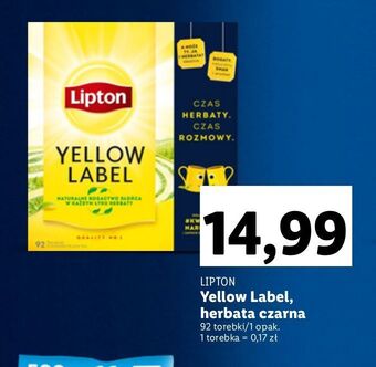 Lidl Herbata lipton yellow label tea oferta