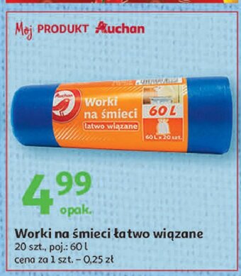 Auchan Worki na śmieci 60 l oferta