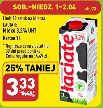 ALDI Łaciate Mleko 3,2% UHT 1l oferta