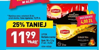 ALDI Lipton Herbata czarna opak. 50 x 1,5 g oferta