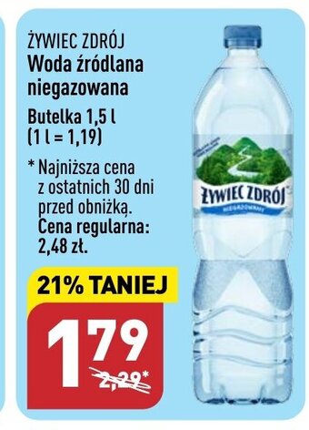 ALDI Żywiec Zdrój Woda źródlana niegazowana 1,5l oferta