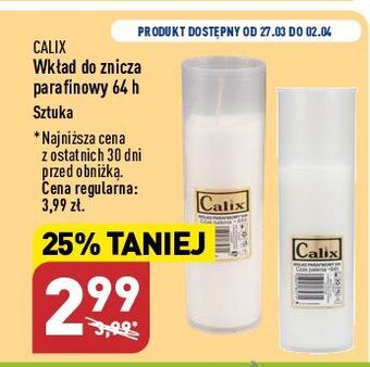 ALDI Wkład parafinowy do znicza 64h calix oferta