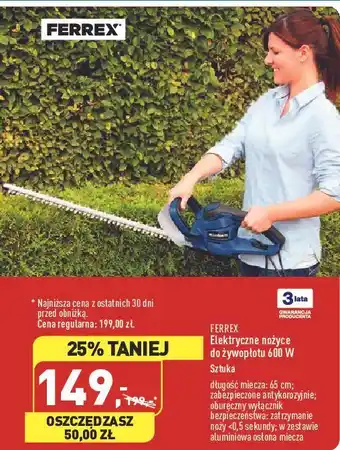 ALDI Nożyce do żywopłotu 600w ferrex oferta