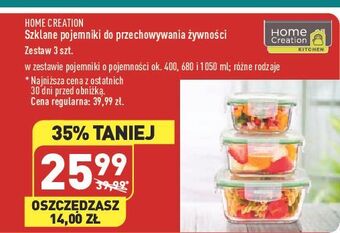 ALDI Pojemniki szklane 400 ml + 680 1.05 l home creation oferta