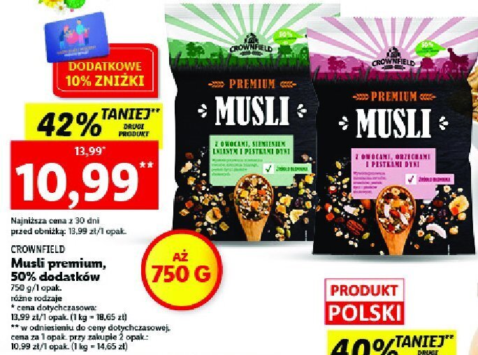Promocja Musli premium z owocami orzechami i ziarnami w Lidl