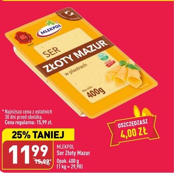 ALDI Mlekpol Ser Złoty Mazur 400g oferta