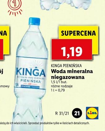 Lidl Woda mineralna niegazowana oferta