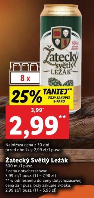 Lidl Zatecky svetly lezak 500ml oferta